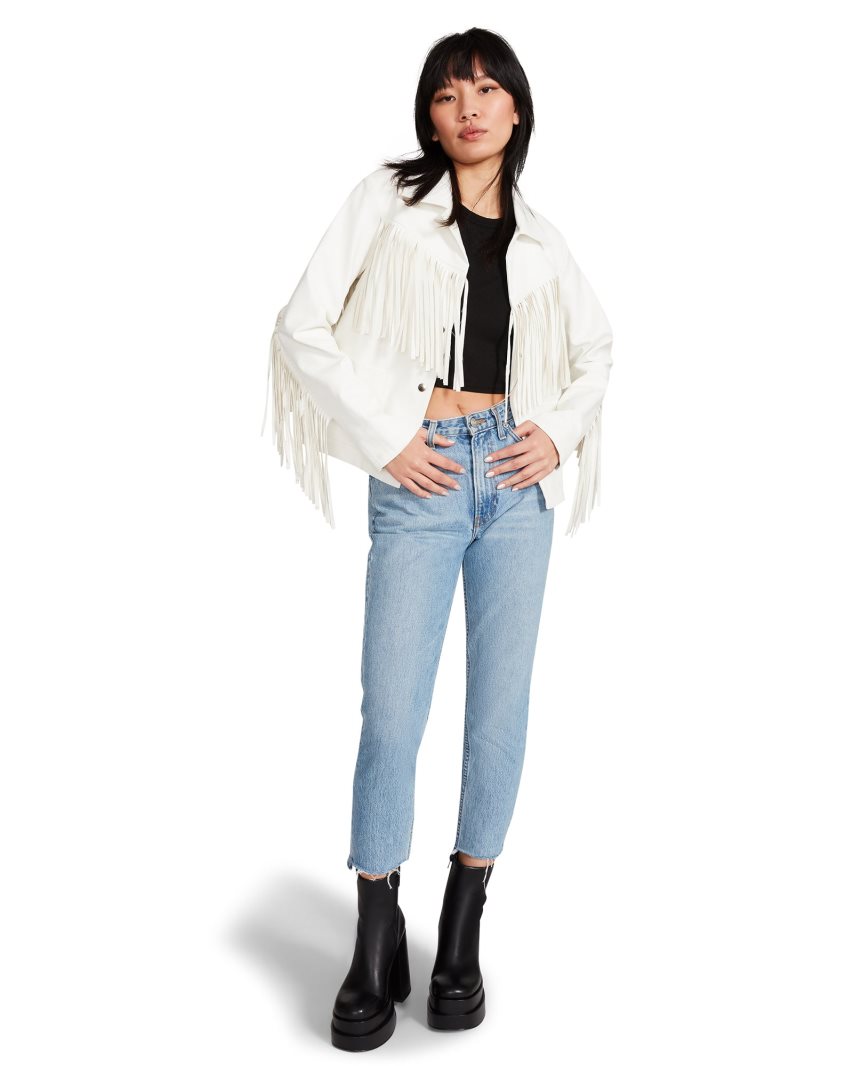 Chaquetas Steve Madden Fringe Mujer Blancas | ES YBS246